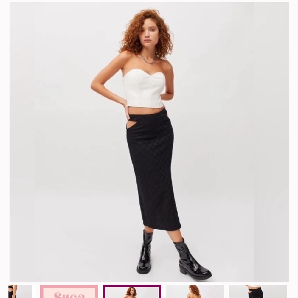Urban Outfitters size XS black checkered cut out maxi skirt